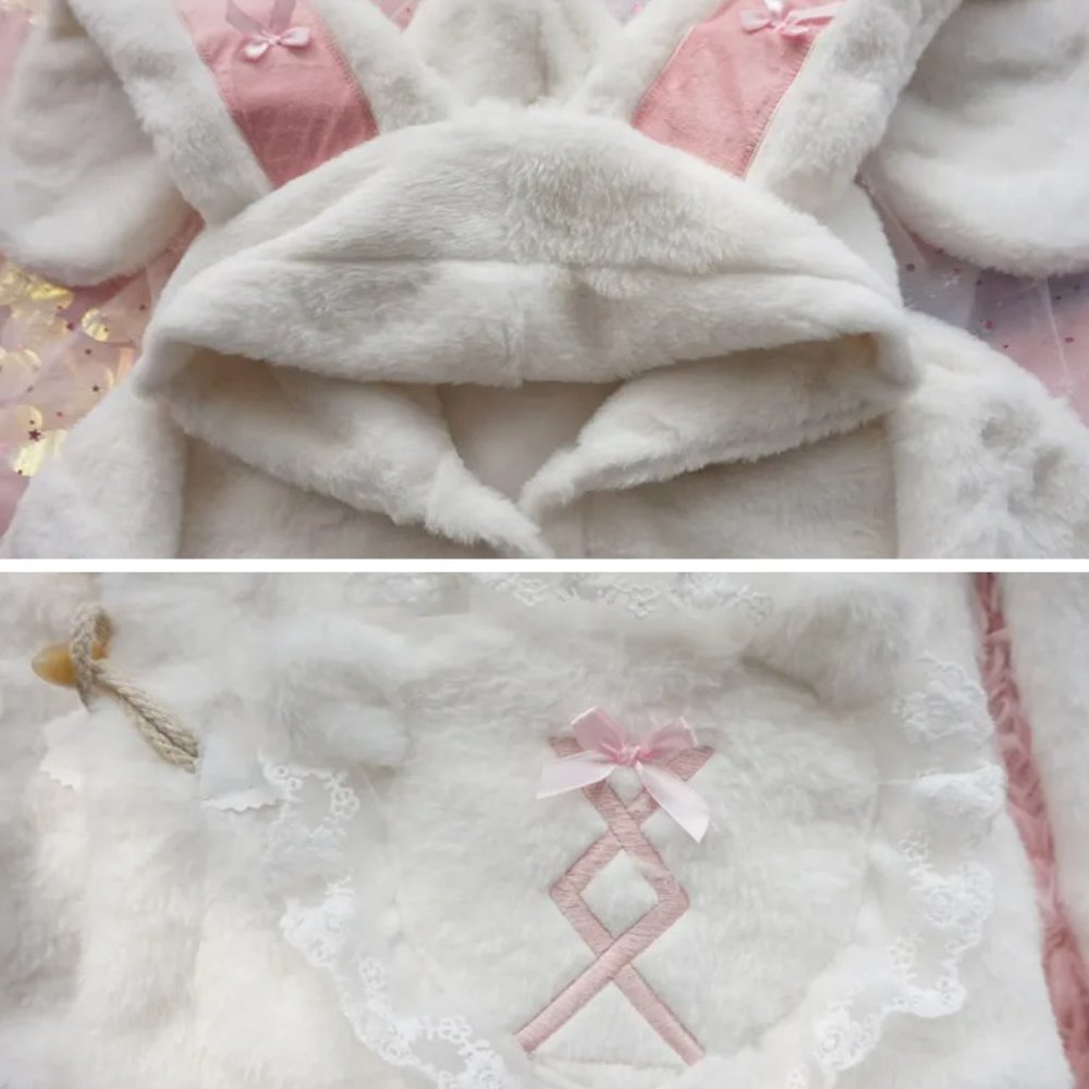Bunny Hooded Sweater Coat | Women's Cute Sherpa Fuzzy Winter Warm Fleece #35 - Picture 7 of 9